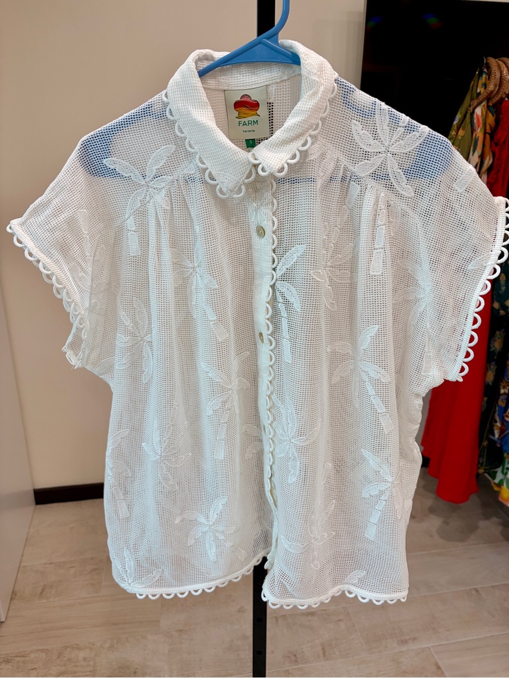 Farm Rio White Palm Tree Embroidered Shirt - Picture 5 of 12